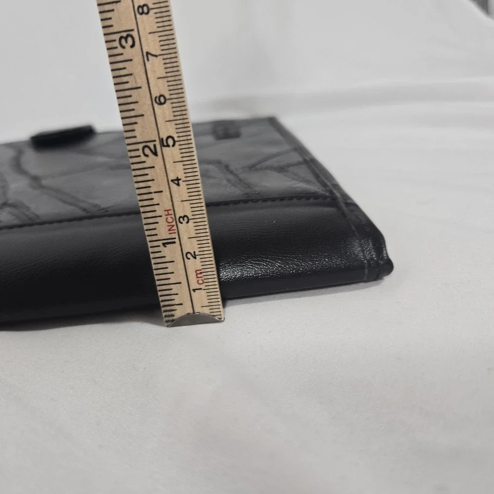 LVintage ondon Fog Black Leather Portfolio